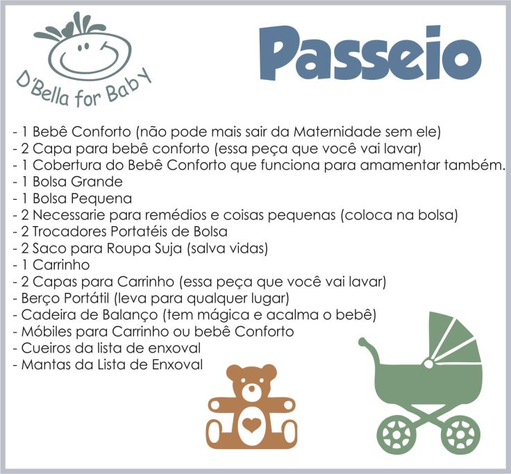 Lista de Enxoval de Bebê - Passeio